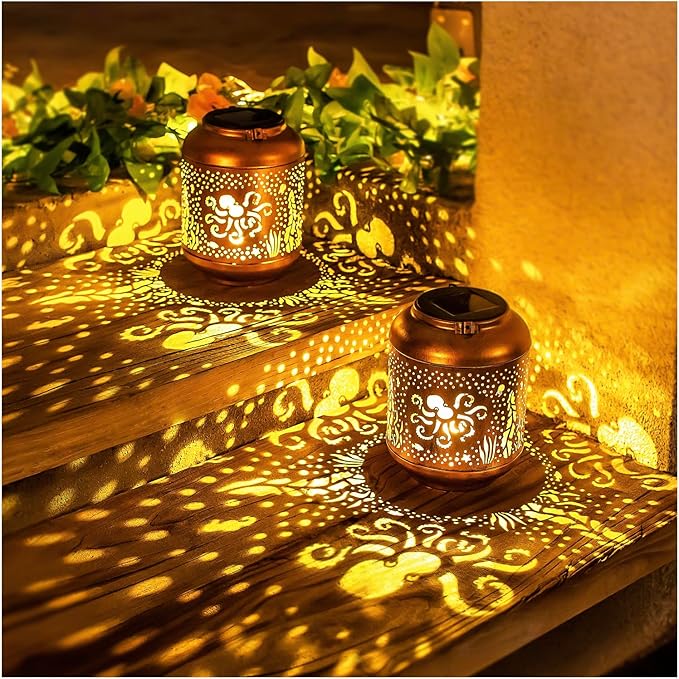 Octopus Solar Lanterns Outdoor Waterproof,Hanging Solar Lights Octopus Gifts for Women Men Metal LED Decorative Light for Yard,Patio,Lawn,Tabletop,Pathway,Landscape,Garden Decor