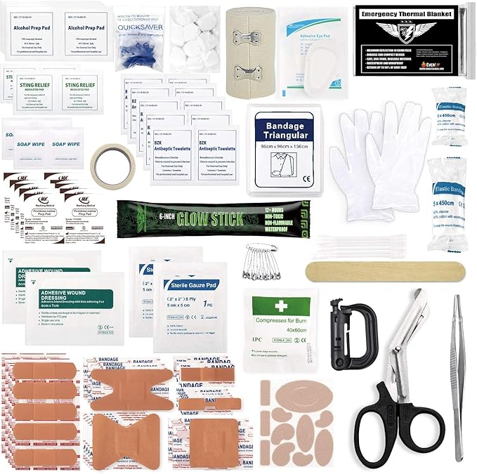 Everlit 180 Pieces Tactical First Aid Kit IFAK Molle EMT Pouch Outdoor Camping Emergency Kits for for Camping Boat Hunting Hiking Home Car Earthquake and Adventures