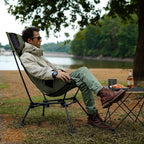 MOON LENCE Oversized Camping Chair for Adults, Height Adjustable High-Back Folding Camping Chair with 400 lbs Capacity, Hidden Pillow Pocket and Wide Seat for Camping, Hiking, Picnics, Green