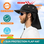 SUN CUBE Sun Hat for Men, Wide Brim Fishing Hat Neck Flap Cover Men, Women, Hiking, Camping, Sun Protection UV, Gardening