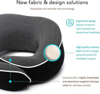 Orthopedic Neck Pillow, Travel Neck Pillows for Airplanes, Memory Foam Kit, 360° Head Support, Airplane Pillow Set with 3D Contoured Eye Masks, Earplugs, and Luxury Mesh Bag (Black)