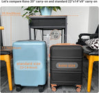 Kono 20'' Carry on Luggage Lightweight with Spinner Wheel TSA Lock Hardside Luggage Durable Small Carry on Suitcase Apricot Black