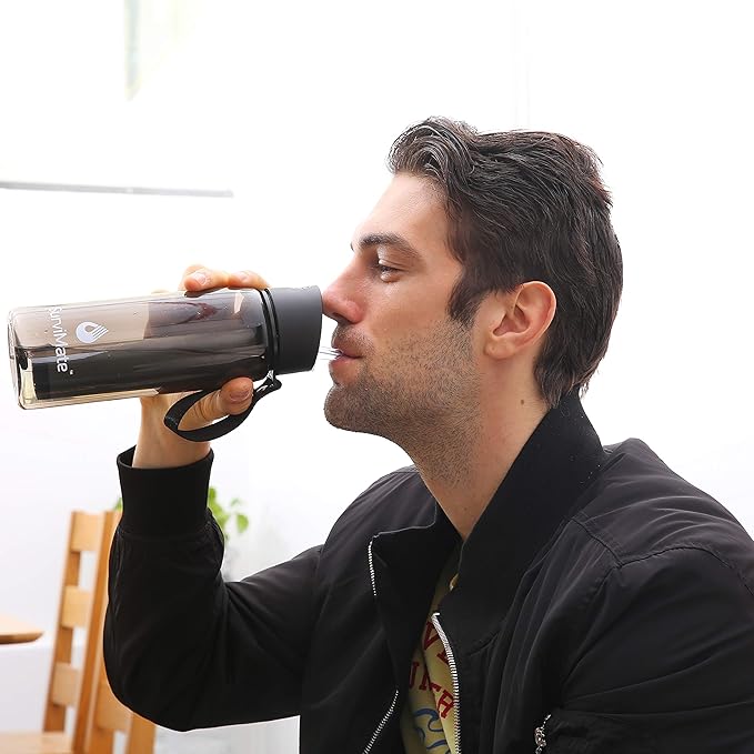 SurviMate Purified Water Bottle for Camping, Hiking, Backpacking and Travel, BPA Free with 5-Stage Intergrated Filter Straw