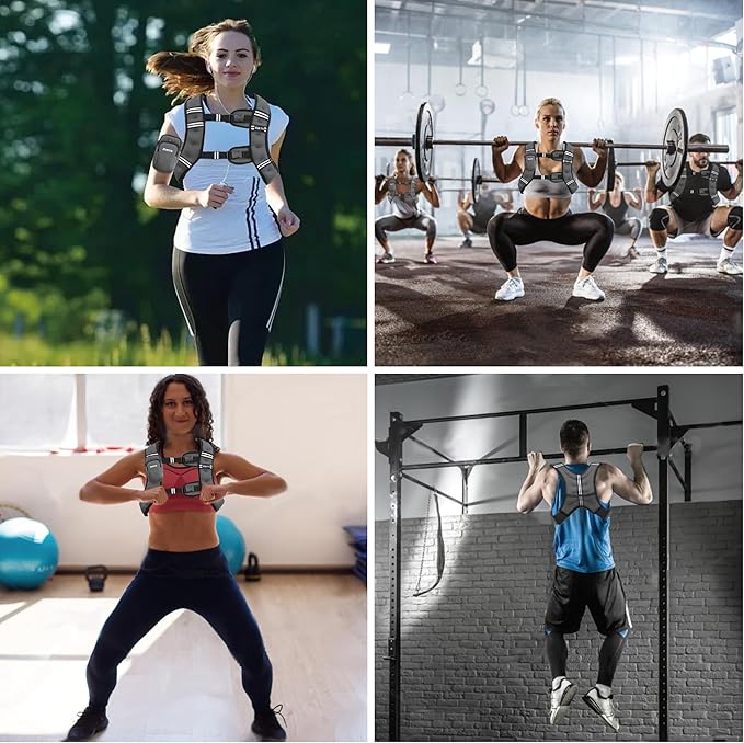 Weighted Vest, 6lb/8lb/12lb/16lb/20lb/25lb/30lb Weight Vest with Reflective Stripe, Weighted Vest for Men Women Workout Equipment for Strength Training, Running, Jogging, Fitness, Weight Loss