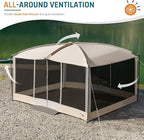 Screen House Tent 13x9ft Screen Room Mesh Gazebos w/ 2 Magnetic Doors, Included Projection Screen, Camping Tent Screened Canopy Shelter for Outdoor Patios Backyards Activities (Beige)