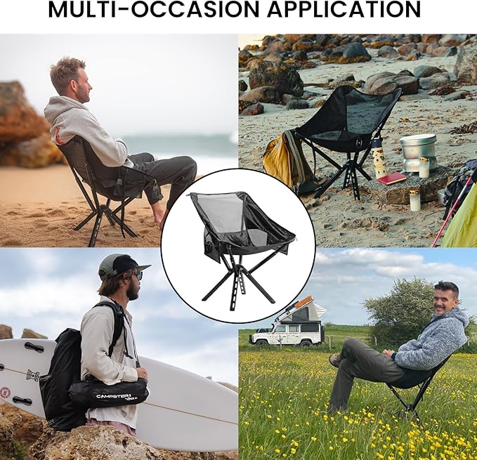 Sitpack Campster 2.0 Backpacking Camping Chair, 5S Easy Set-up, Ultra Lightweight, Bottle Sized Portable Folding Chair, Compact Chair for Adults for Beach Outdoor Hiking Travel Fishing