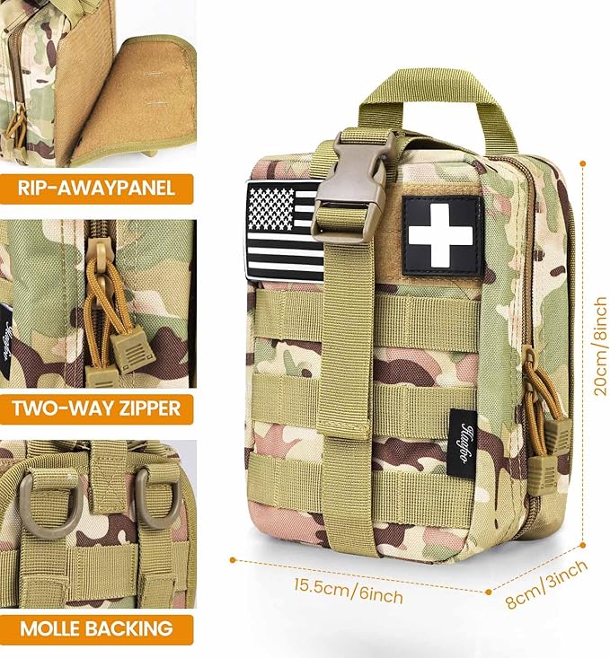 Medical Molle Pouch Tactical - 1000D Nylon First Aid Pouch, Big Capacity EMT Pouch Utility, Heavy Duty Military Grade Rip-Away Ifak Pouch for Home and Outdoor Activities（Bag Only