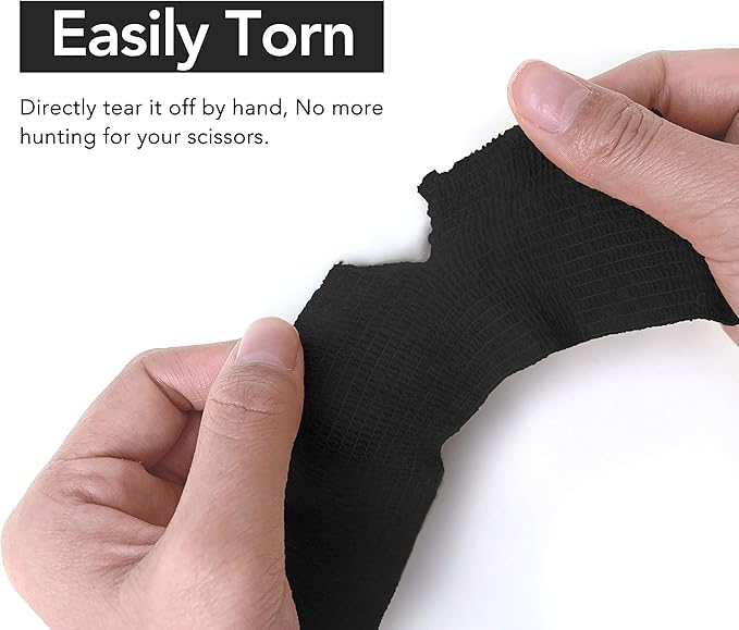 RISEN Cohesive Bandage 2” x 5 Yards, 6 Rolls, Self Adherent Wrap Medical Tape, Adhesive Flexible Breathable First Aid Gauze Ideal for Stretch Athletic