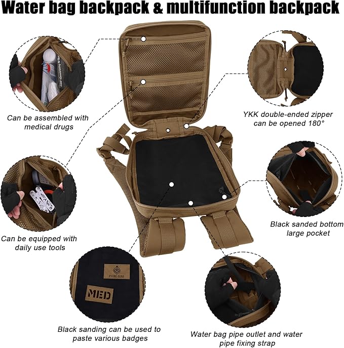 PETAC GEAR Tactical Molle Hydration Pack for 1.5L - Lightweight Water Reservoir Bag for Molle Vest Backpack, for Hiking, Hunting