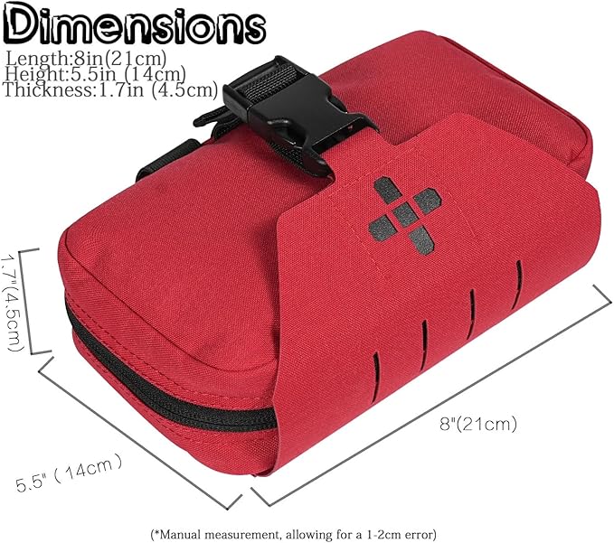 Ifak Pouch-Rapid Deployment Tactical MOLLE Trauma Kit Pouches, Quick Release Tear-Off Medical First Aid Kit Organiser with Red Immediate Identify for Emergency Surviva Activities.