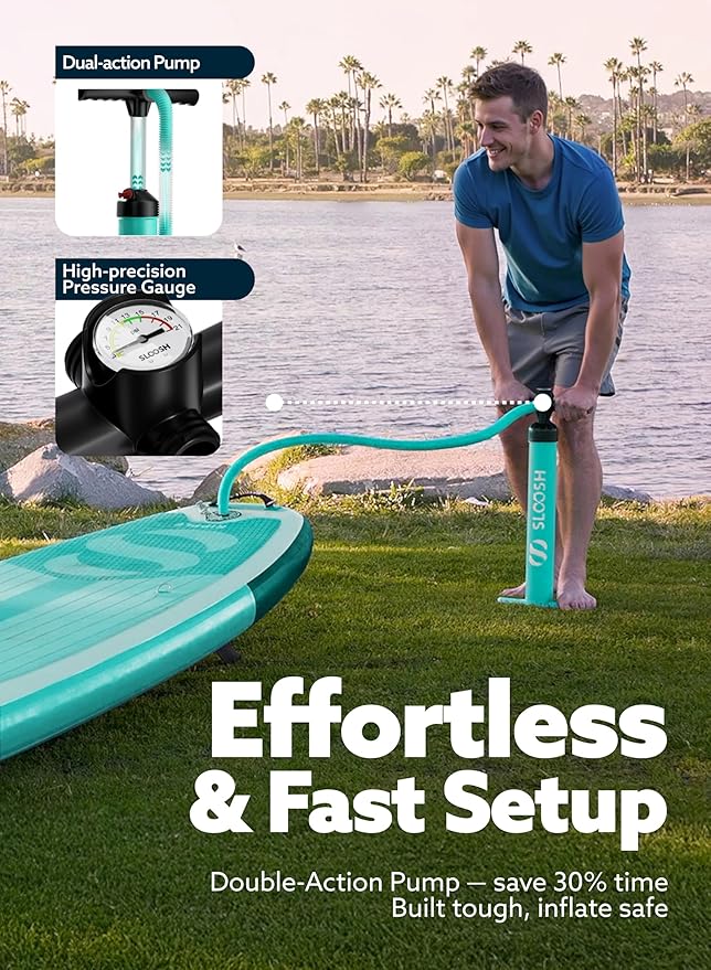 SLOOSH Inflatable Stand Up Paddle Board, 10'6" Paddle Boards with Premium Accessories, Non-Slip EVA Deck, Ultra-Light Carry Bag Pump, Ripple SUP for Youth & Adults of All Skill Levels