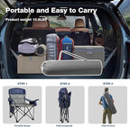 2 Pack Oversized Folding Camping Chair, Heavy Duty Support 500LBS Outdoor Chair with Cup Holder Storage and Cooler Pouch, Collapsible Padded Arm Chair for Sports Garden Beach Fishing, Blue