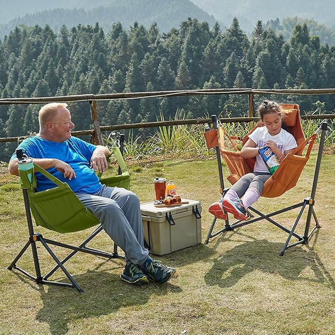 Timber Ridge Hammock Camping Chair with Adjustable Backrest, Heavy Duty Folding Hammock Chair Supports 300lbs, Portable Hammock Chair for Camping, Travelling and Patio, Green