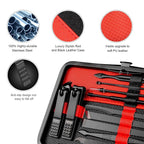Manicure Set Professional Nail Clippers Kit Pedicure Care Tools- Stainless Steel Women Grooming Kit 18Pcs for Travel or Home (Red)