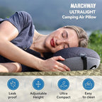MARCHWAY Ultralight Inflatable Camping Pillow with Soft Washable Cover, Compact Compressible Portable Travel Air Pillow for Outdoor Camp, Sport, Hiking, Backpacking Sleep (Grey)