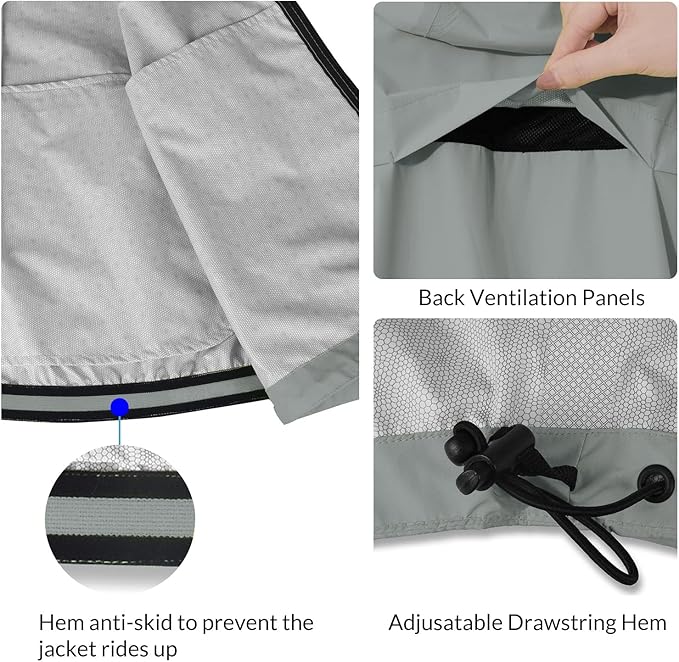 baleaf Men's Rain Jacket Waterproof Windbreaker Raincoat Running Cycling Hiking Gear Hood Lightweight Reflective Packable
