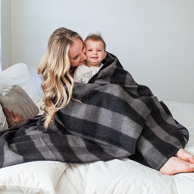 Arcturus Plaid Wool Blankets - 4.5lbs Warm, Heavy, Washable, Large | Great for Camping, Outdoors, Sporting Events, or Home