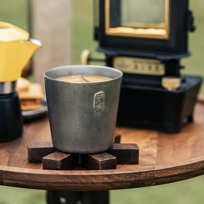 Titanium Camping Mug, Double Wall 300ml/10 oz Outdoor Cup, Anti-scald Camping Coffee Water Mug for Outdoor Hiking Backpacking