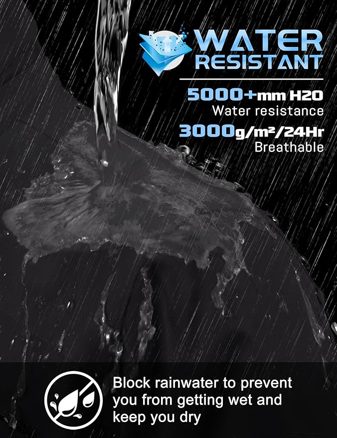 TACVASEN Men's Rain Jacket Lightweight Windbreaker with Hooded Water Resistant Outdoor Raincoat for Hiking Travel Camping