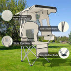 PLKO Camping Chairs with Canopy, Portable Quad Lawn Chair for Adults, Folding Recliner Chair with Cup Holder Outdoor Events and Shade- Support 330 LBS