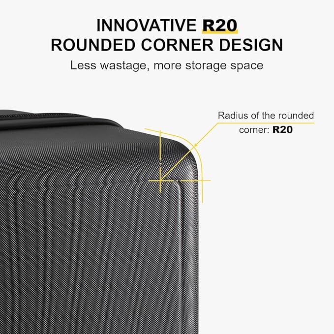 LEVEL8 Luggage Sets 2 Piece, 20/28 inch Hardshell Suitcases Sets, Lightweight Luminous Textured Hardside with Spinner Wheels, Tsa Lock, 2-Piece Set (20/28), Black