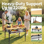Join Nature 39.4'' Large Bamboo Camping Table, Adjustable Height Folding Outdoor Table with Aluminum Frame, Portable Camp Table with Carry Bag for Camping, RV, Picnic & Tailgating