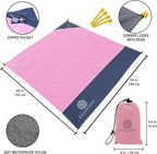 ECCOSOPHY Sand Proof Beach Blanket - 100% Waterproof Picnic Blanket 60x55 - Outdoor Compact Pocket Blanket - Lightweight Ground Cover for Hiking, Camping, Festivals, Sports, Travel- with Bag & Stakes