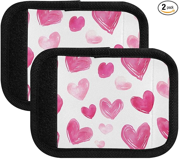 Pink Heart-Shaped Luggage Handle Wrap for Suitcase Luggage Tags Handle Covers Identifiers Soft Decorations Travel Accessories 2 Pack