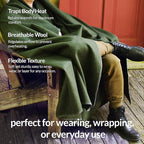 Military Style Wool Blanket – Cushioned, Breathable, Durable, Warm & Washable – Double-Stitched Border– Great for Camping, Outdoor, First Aid, Travel, Car, Fire-Resistant – 64"x90" 4.5lb (Olive Green)