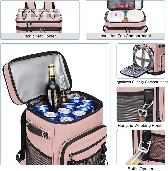 Large Waterproof Insulated Cooler Backpack for Men & Women, Leak Proof Cooler Backpack for Camping, Beach, Fishing, Picnic, Travel, Outdoor, 30L, 48Cans