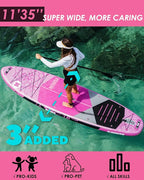 MOUSA 11'6“x35 Extra Wide Inflatable Stand Up Paddle Board, Stable Long SUP for 2 People/Family, Shoulder Strap, 3/5 Handles, 100L Backpack, All-Round Sup Board, Removeable Fin