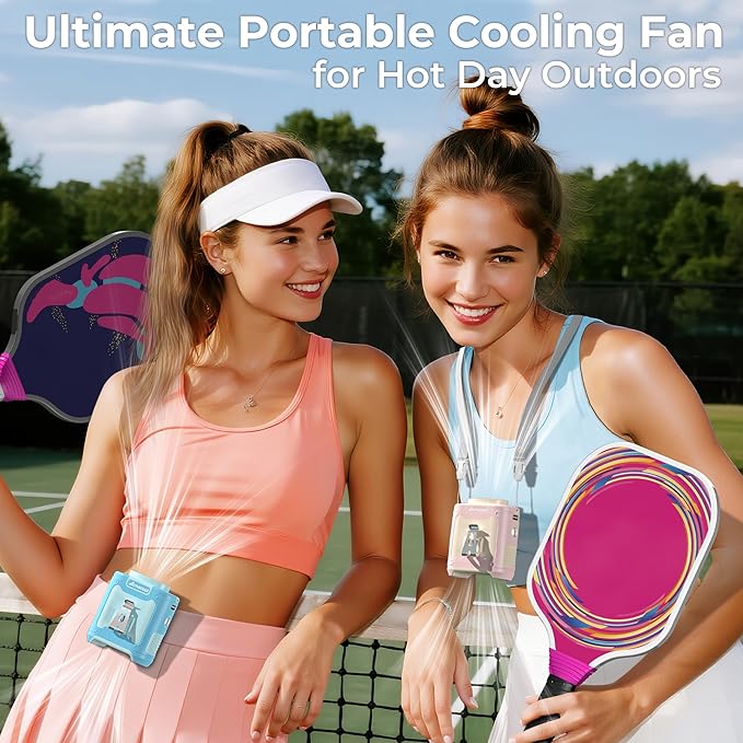 AMACOOL Portable Waist Fan Clip On, MAX 40H Work Time, 10000mAh Rechargeable Wearable Shirt Fan with Light, 16000RPM Powerful 5 Speed Belt Fans Personal Cooling Fans for Outdoor Jobsite Camping Travel