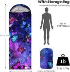 Sleeping Bags for Adults Youth Kids,3D Printing Camping Sleeping Bag for Girls Boys Lightweight Waterproof Cold/Warm Weather Sleeping Bag for 3 Seasons