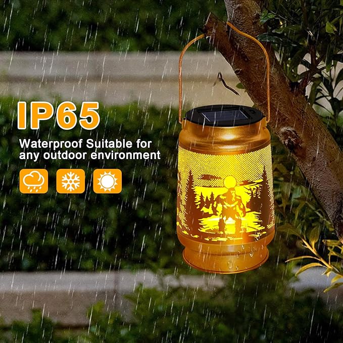 Solar Lantern Outdoor Waterproof Gorilla Garden Decor Christmas Gifts for Women Mom Grandma Hanging Solar Lights Metal Decor for Outside,Backyard,Patio