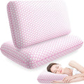Memory Foam Pillows for Side, Back and Stomach Sleepers, Set of 2, Bed Pillow with Washable Cover and Breathable Mesh, Bed Pillow for Sleeping (Pink，Standard Size)