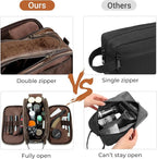 Elviros Toiletry Bag for Men, Large Travel Shaving Dopp Kit Water-resistant Bathroom Toiletries Organizer PU Leather Cosmetic Bags