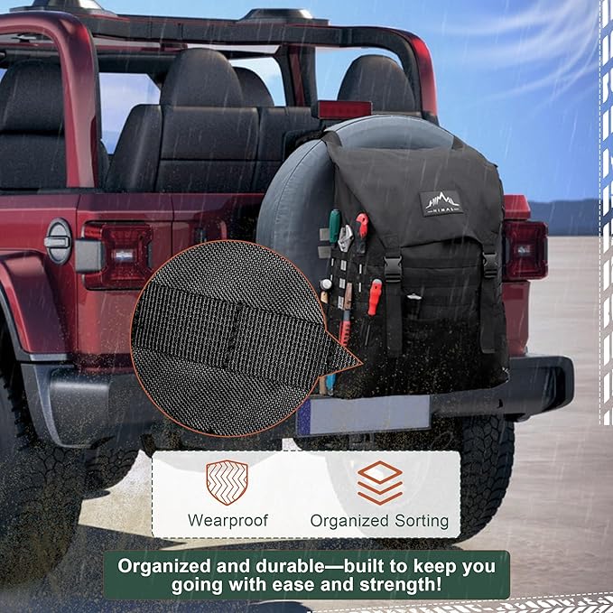 Himal Outdoors Spare Tire Trash Bag, Spare Tire Storage Bag,SUV Trunk Organizer for Outdoor Off-Road Recovery Gear,Black