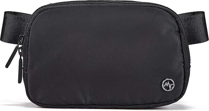 Pander Two Way Zipper Fanny Pack Nylon Everywhere Belt Bag for Women, Water Repellent Waist Packs, Crossbody Bags with Adjustable Strap (Black).