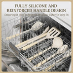 Kikcoin 43Pcs Large Kitchen Utensils Set - Silicone Cooking Utensils Set, Dishwasher Safe Spatula Set for Non-stick Cookware, 446°F Heat Resistant Kitchen Utensils Set with Holder BPA Free, Cream