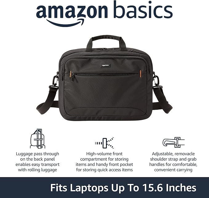 Amazon Basics Laptop Carrying Case Shoulder Strap, 10-pack, 15.6 inch, Black