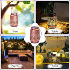 Outdoor Solar Lanterns Hummingbird Decor, Nelyeqwo Waterproof Hanging Solar Lights Gifts for Women Men Metal Lantern Decor for Garden Patio Lawn Porch Backyard Tabletop Pathway Landscape