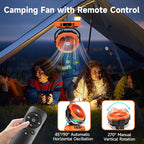 Camping Fan Rechargeable Portable Fan 12-Inch, 40000mAh Battery Powered Fan with LED Light, Digital Display, Timer, 6 Wind Speeds Cordless USB Desk Fan for Tent, Travel (Orange)