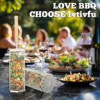 Rolling Grill Basket, Removable Wooden Handle, 304 Stainless Steel, Nesting Grilling Tools, Smoker BBQ Accessories for Vegetable, Outdoor Cooking Camping, Birthday Gifts for Men Dad Husband