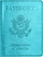 Passport and Vaccine Card Holder Combo with Vaccine Card Slot, Passport Wallet, Passport Cover/ Case for Women and Men(AK-turquoise)