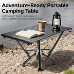 Camping Table Folding, Small Camping Table with Load 380lbs, Portable Roll up Aluminum Foldable Table with Carry Bag for Outdoor, Picnic, Camping, Black