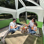 Happy Travel Tent 6 Person Tents for Camping, Waterproof Easy Setup Camping Tent with Rainfly, Portable Large Family Cabin Tent with 5 Large Mesh Windows and Carry Bag for Outdoor Camping & Hiking