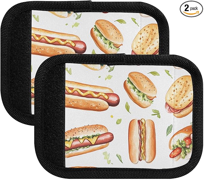 Hot Dog Leaf Food Luggage Handle Wrap for Suitcase Luggage Tags Handle Covers Identifiers Soft Decorations Travel Accessories 2 Pack