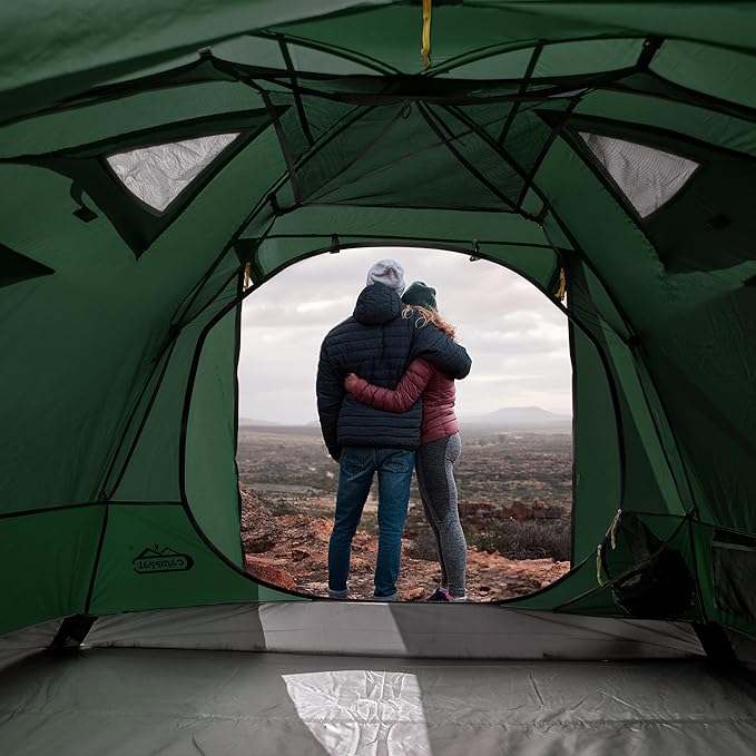 2-3 Person Backpacking Tent with Double Door 2 Vestibule, Waterproof Windproof Lightweight Easy Set Up 3 Season 2 Man Two Person Tent for Camping, Hiking, Motorcycle, Mountaineering with UPF 50+