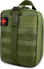Survival First Aid Kit, MOLLE Medical Pouch Tactical First Aid Kit for Home, Car, Hiking, Travel, Camping, ArmyGreen