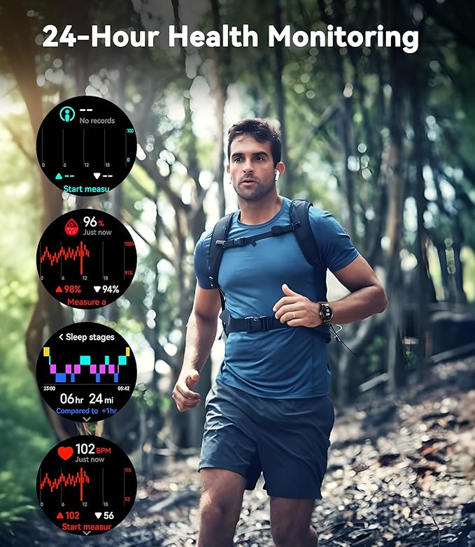 OUKITEL Smart Watch for Men GPS, 1.43" AMOLED Display, 5ATM Waterproof Military Watch, 150+ Sport Modes, Fitness Activity Tracke with Compass Pedometer Sleep Monitor Heart Rate, for Android iOS